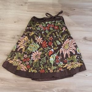 Women's Lucky Brand Brown/green/peach flowered Wrap Skirt, size medium